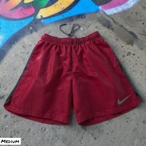 Nike Dri Fit Shorts Mens MEDIUM Red Basketball Activewear Gym RN 56323 Pockets